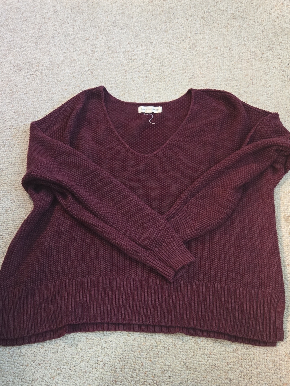 Lucky Brand Burgundy V-Neck Knit Sweater